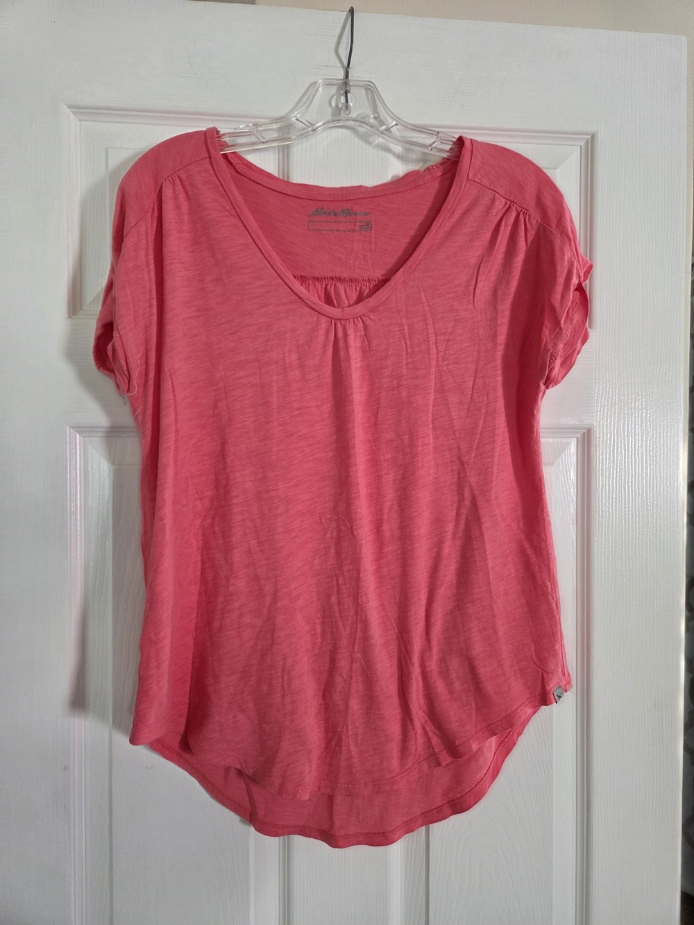 Eddie Bauer Coral Pink Short Sleeve Scoop Neck Tee Medium
